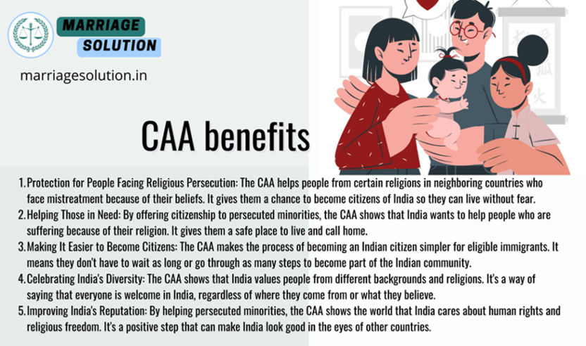 Illustration depicting the benefits of the Citizenship Amendment Act (CAA) in India