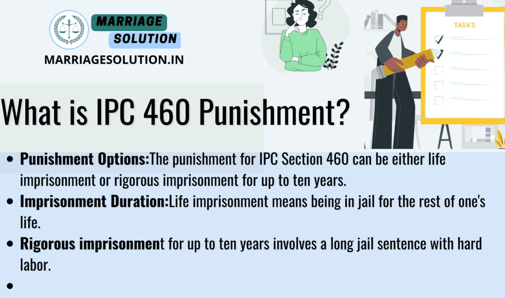 IPC 460 Punishment - Life Imprisonment or Rigorous Imprisonment for Severe Offense.