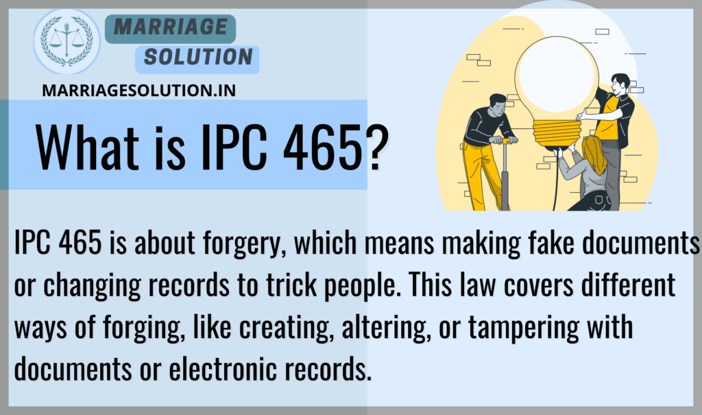 Scale of justice representing IPC 465 definition