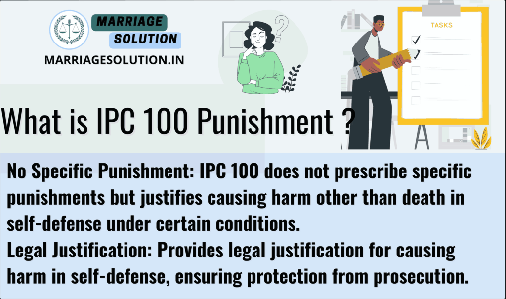 IPC 100 punishment details for private defense against assault or criminal force under Indian Penal Code.