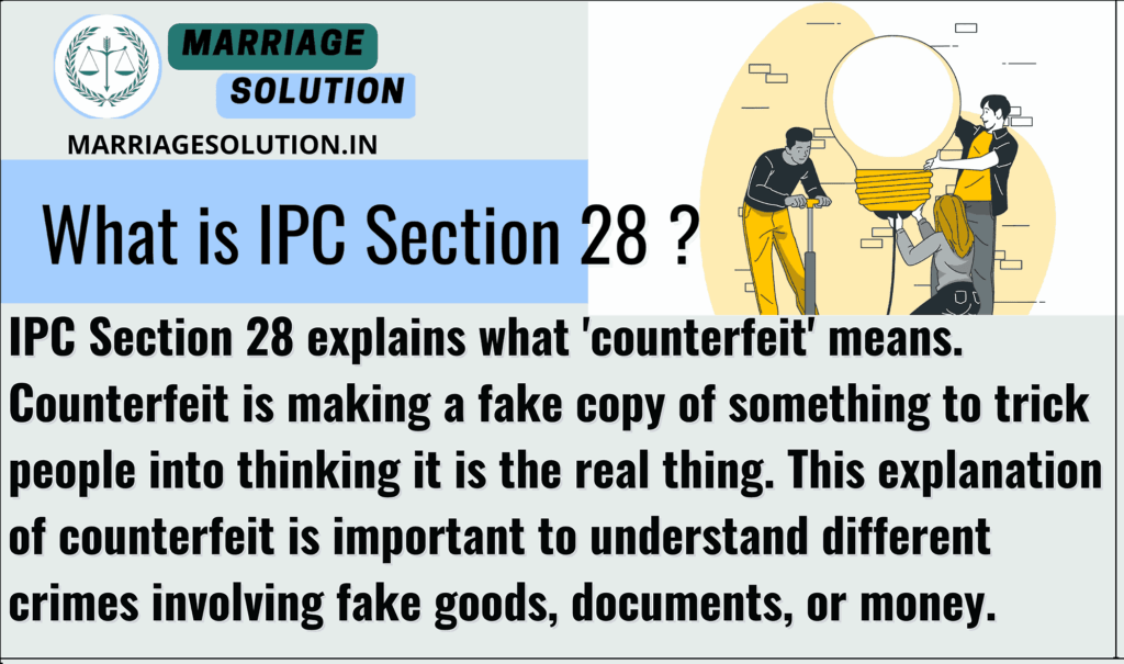 IPC 28, defining "counterfeit" and its legal consequences within the Indian Penal Code.