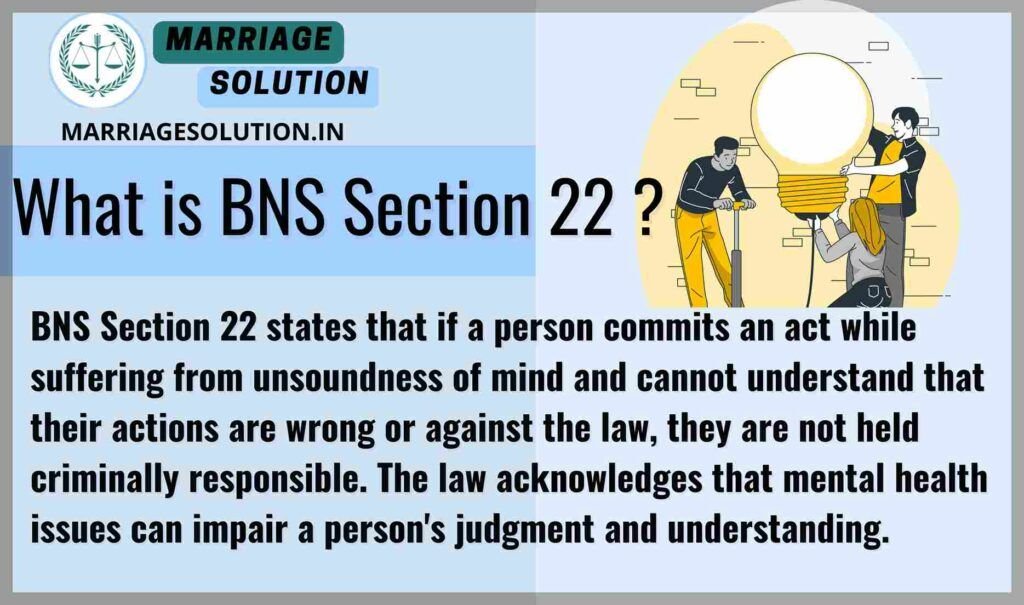 BNS Section 22 about legal responsibility for mentally incapacitated individuals.